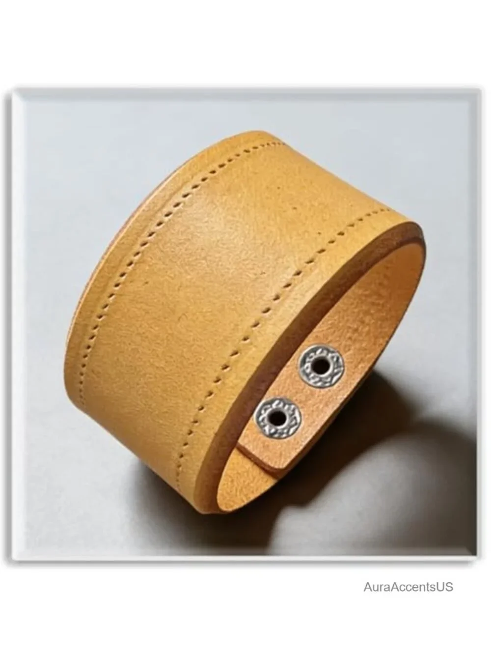 Wide Leather Cuff Bracelet Women Adjustable Punk Wristband Faux Leather